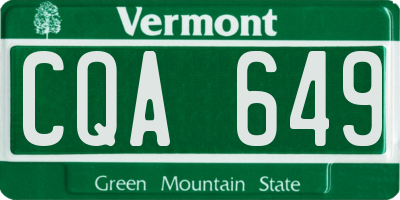 VT license plate CQA649
