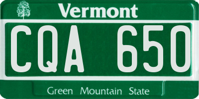 VT license plate CQA650