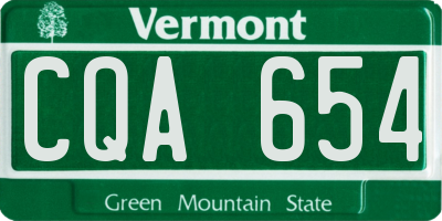 VT license plate CQA654