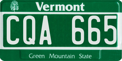 VT license plate CQA665