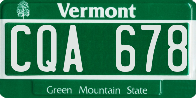 VT license plate CQA678