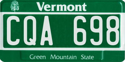 VT license plate CQA698