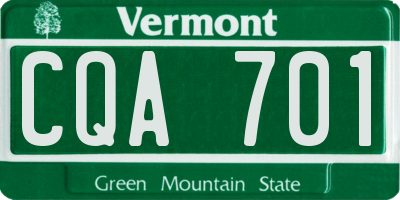 VT license plate CQA701