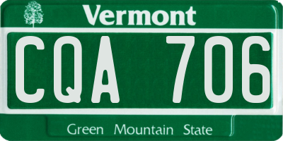 VT license plate CQA706