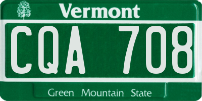 VT license plate CQA708