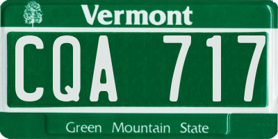 VT license plate CQA717