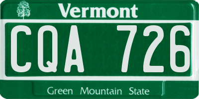 VT license plate CQA726