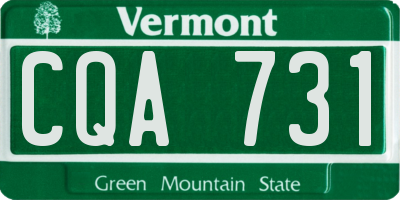 VT license plate CQA731