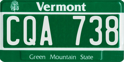 VT license plate CQA738