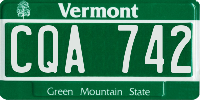 VT license plate CQA742