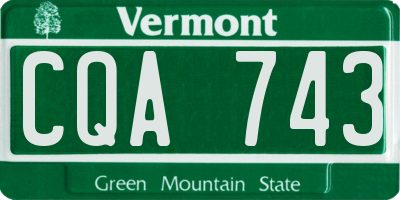 VT license plate CQA743