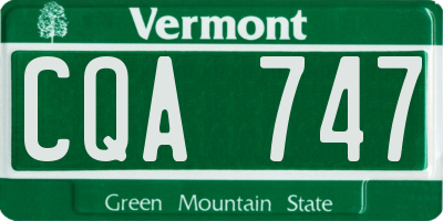 VT license plate CQA747