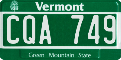 VT license plate CQA749
