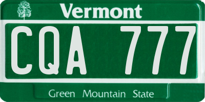 VT license plate CQA777