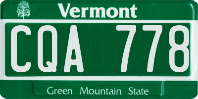 VT license plate CQA778
