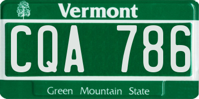 VT license plate CQA786