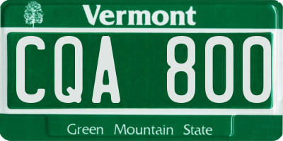 VT license plate CQA800