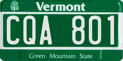 VT license plate CQA801