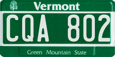 VT license plate CQA802