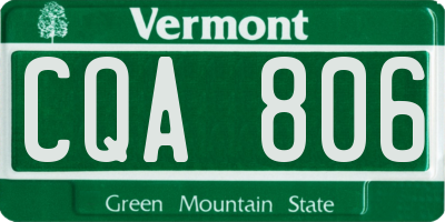 VT license plate CQA806