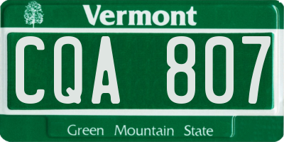 VT license plate CQA807