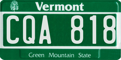 VT license plate CQA818