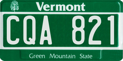 VT license plate CQA821