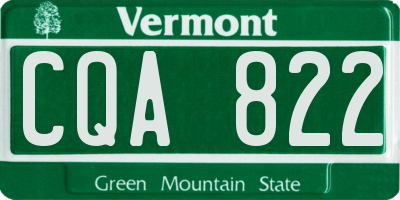 VT license plate CQA822
