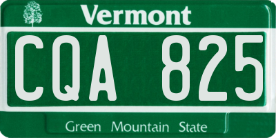 VT license plate CQA825