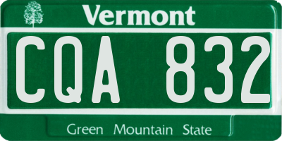 VT license plate CQA832