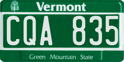 VT license plate CQA835