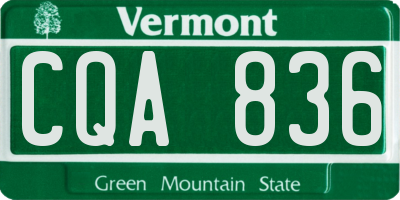VT license plate CQA836