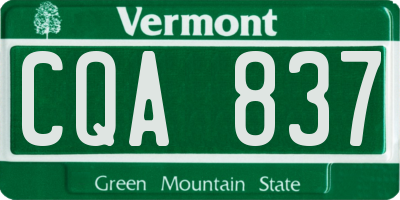 VT license plate CQA837