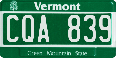VT license plate CQA839