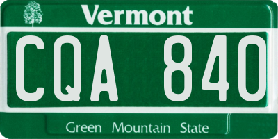 VT license plate CQA840