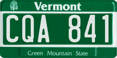 VT license plate CQA841