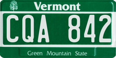 VT license plate CQA842