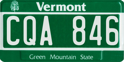 VT license plate CQA846