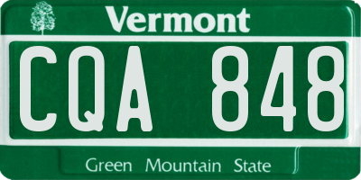 VT license plate CQA848