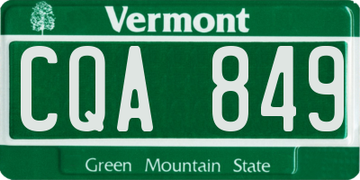 VT license plate CQA849