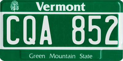 VT license plate CQA852