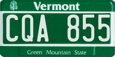 VT license plate CQA855