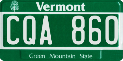 VT license plate CQA860