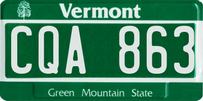 VT license plate CQA863