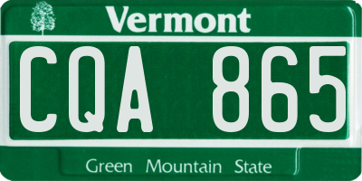 VT license plate CQA865