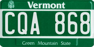 VT license plate CQA868