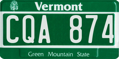 VT license plate CQA874