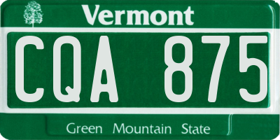 VT license plate CQA875