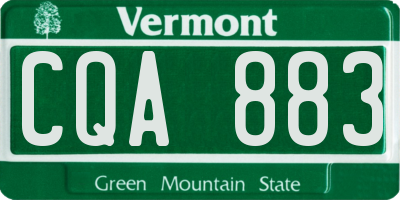 VT license plate CQA883