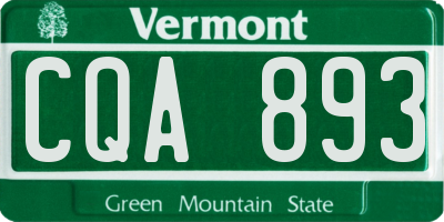 VT license plate CQA893